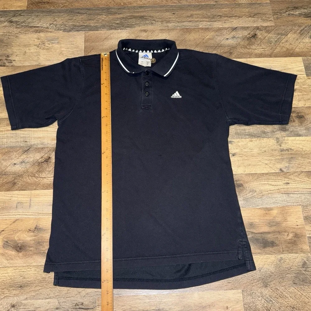 Vintage Adidas Polo Shirt Black Men's Medium Short Sleeve Y2K 90s Urban Baggy
